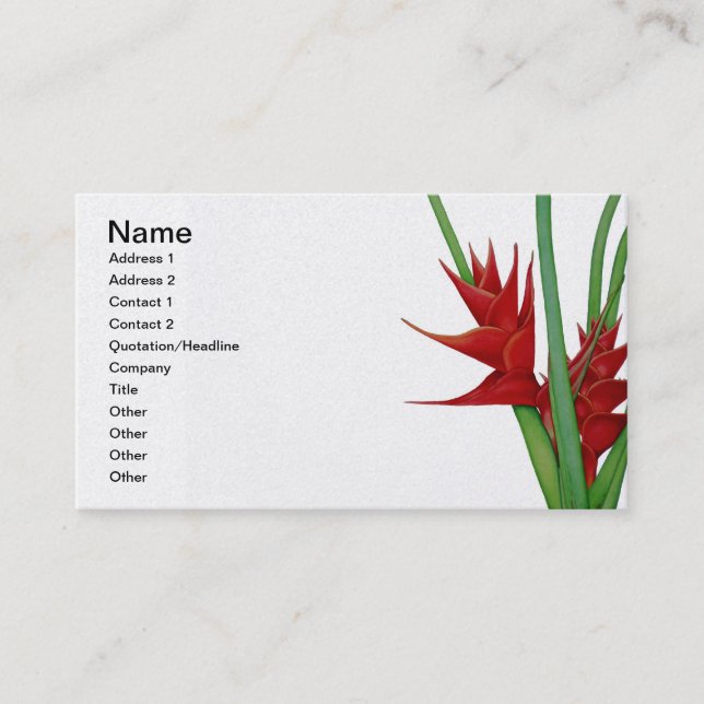 Red Heliconia Watercolour Business Card (Front)