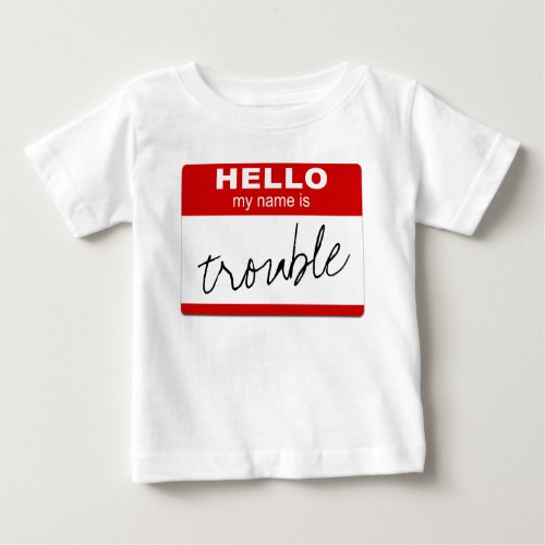 Red Hello My Name Is ___ Badge _ Personalized Baby T_Shirt