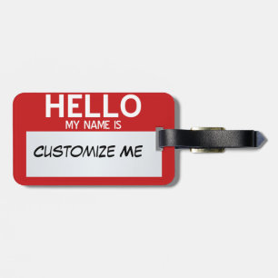 Red Hello My Name Is ... Customizable Luggage Tag