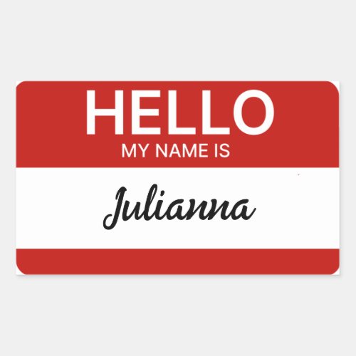 Red Hello My Name is Employee or Event Name tag