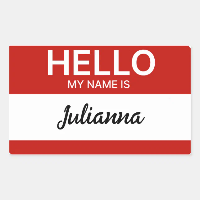Red Hello My Name is Employee or Event Name tag | Zazzle