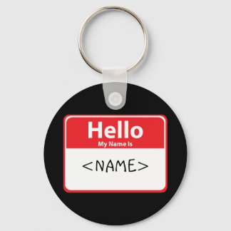 Red Hello My Name is , <NAME> Keychain