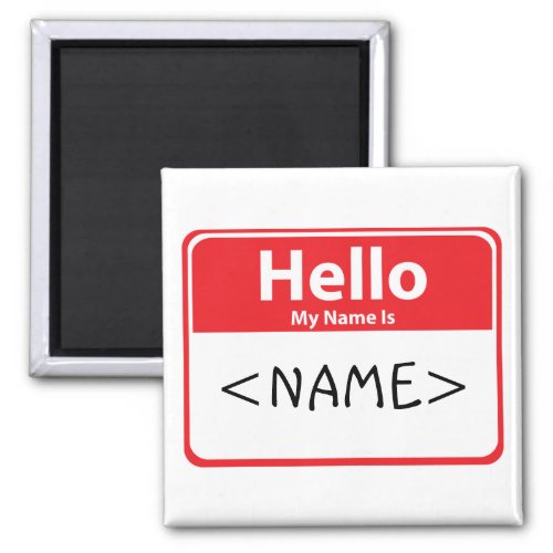 Red Hello My Name is  NAME Magnet