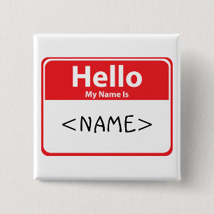 Red Hello My Name is , <NAME> Pinback Button