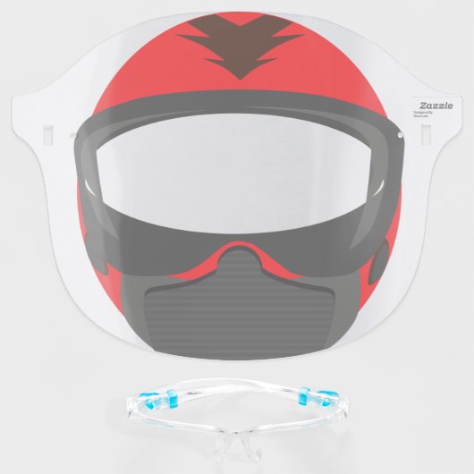 Red Helmet Motorcycle Paintball Face Shield (Front w/Glasses)