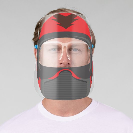 Red Helmet Motorcycle Paintball Face Shield (Insitu)