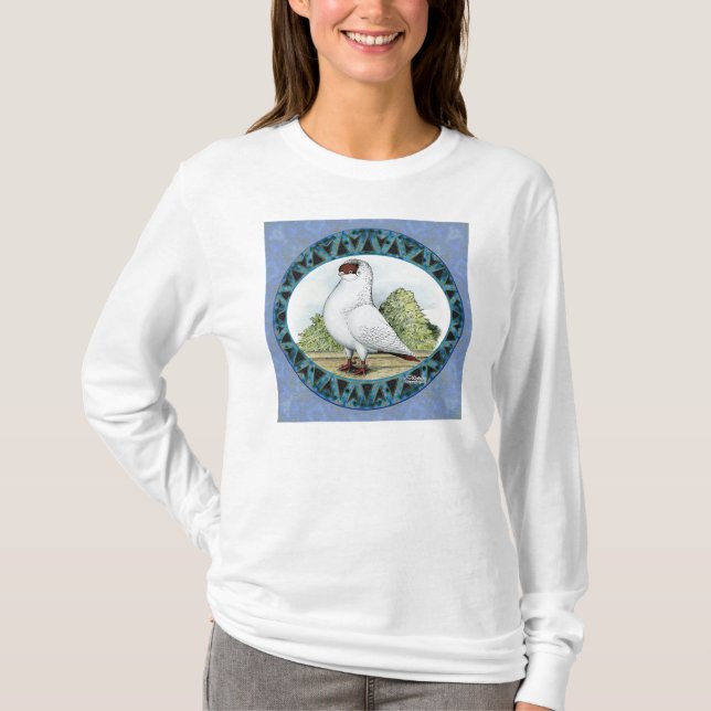 Red Helmet Pigeon Design T-Shirt (Front)