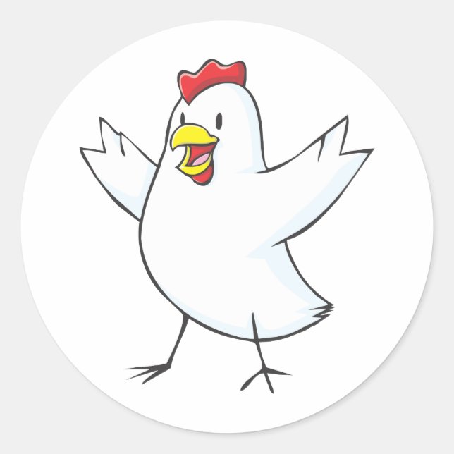 Red Hen Cartoon Classic Round Sticker (Front)