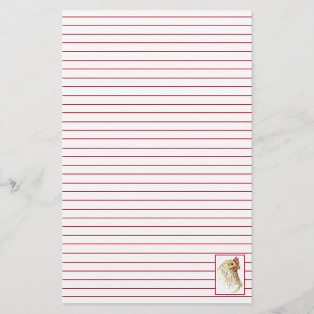 Red Hen Chicken Farm Animal Lined Stationery (Front)