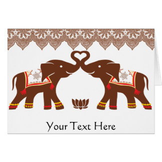 Red Henna Elephant Love Card