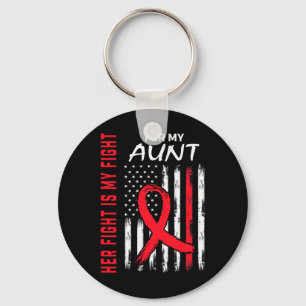 Red Her Fight Aunt Heart Disease Awareness Usa Fla Keychain