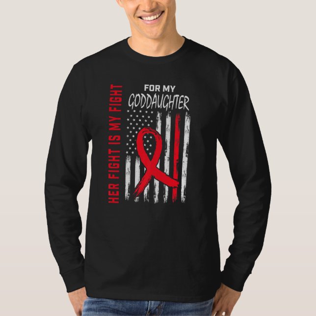 Red Her Fight Goddaughter Heart Disease Awareness  T-Shirt (Front)