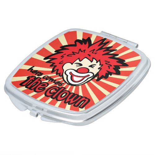 Red here comes the clown compact mirror