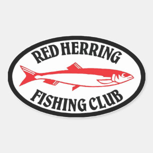 Red Herring Fishing Club Oval Sticker