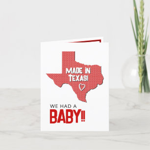 Red Herringbone Made in Texas Photo Baby Announcement