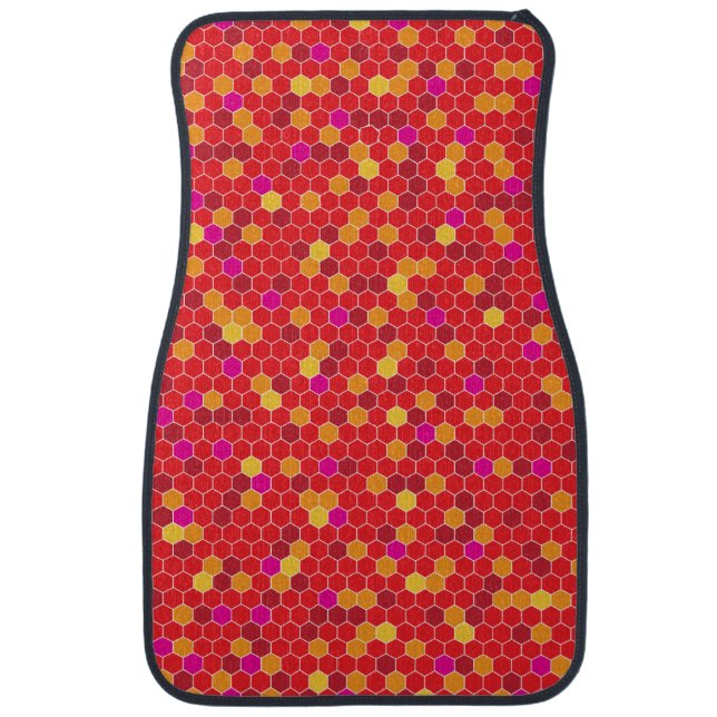 Red Hexagon Pattern Set of Car Mats (Front)