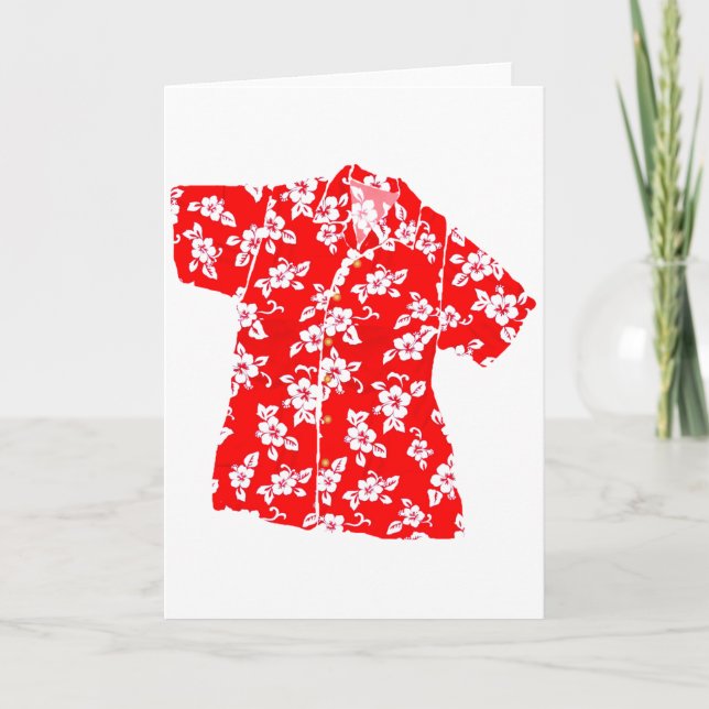 Red Hibiscus Aloha Shirt Card (Front)