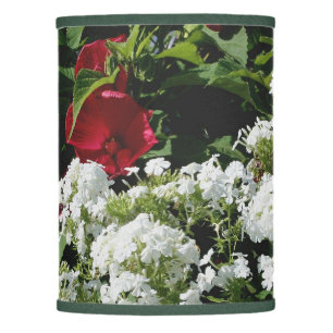 Red Hibiscus And Phlox Flower Garden Lamp Shade
