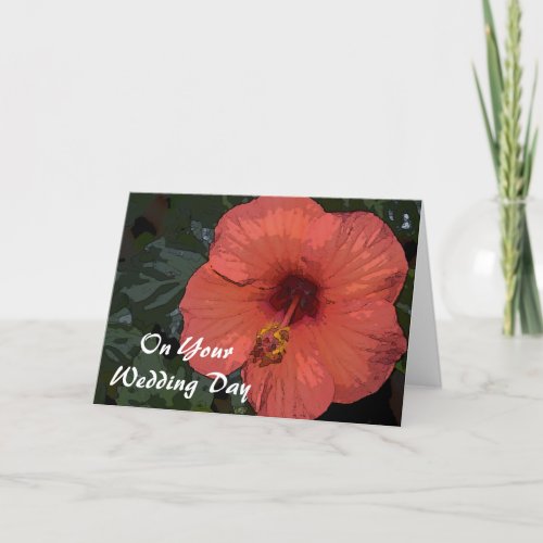 Red Hibiscus Blended Family Wedding Card