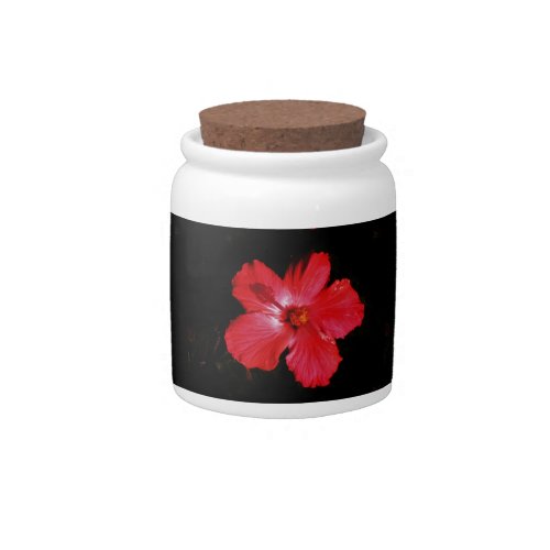 Red Hibiscus Candy Jar