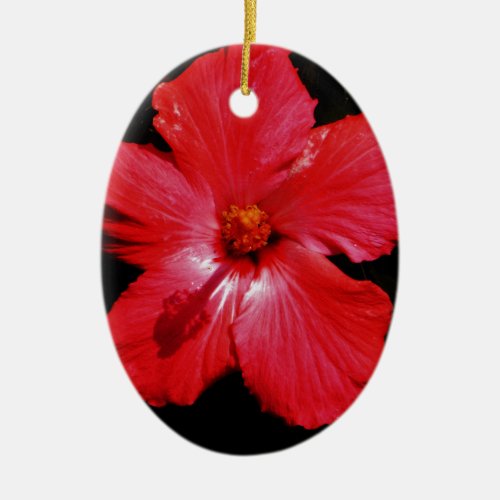Red Hibiscus Ceramic Ornament