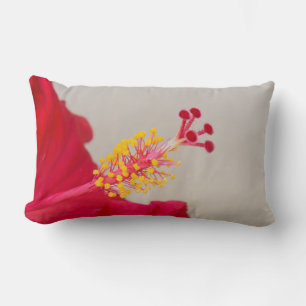 Red Hibiscus Closeup of Pistil and Stamen Lumbar Pillow