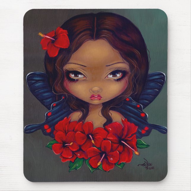 "Red Hibiscus Fairy" Mousepad (Front)
