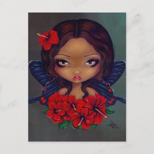 Red Hibiscus Fairy Postcard