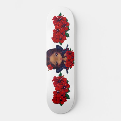 Red Hibiscus Fairy Skateboard