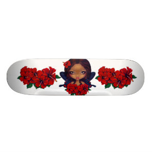 Red Hibiscus Fairy Skateboard