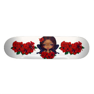 Red Hibiscus Fairy Skateboard