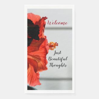 Red Hibiscus Floral Botanical Photographic