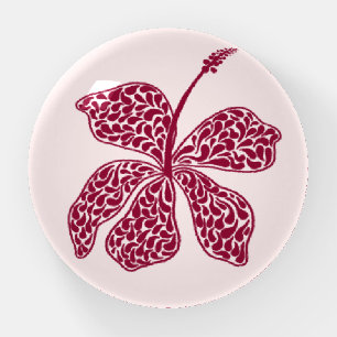 Red Hibiscus Floral Pattern Paperweight