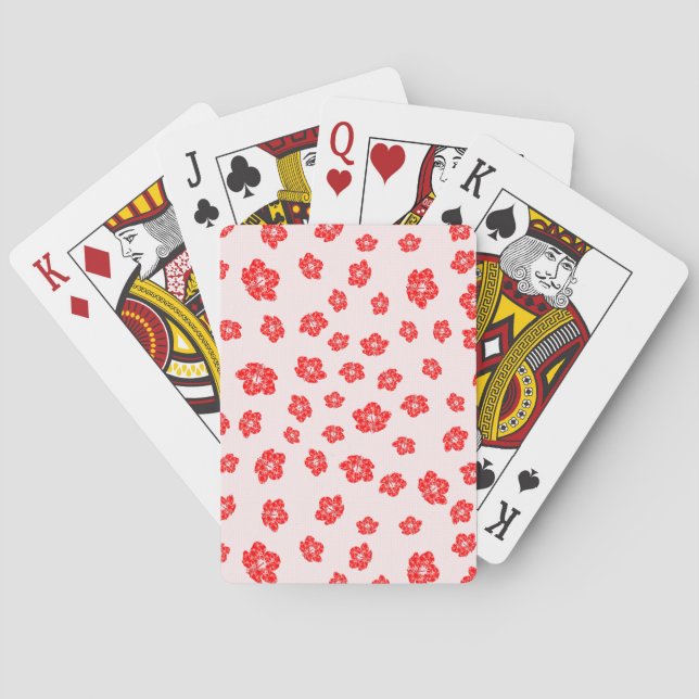 Red Hibiscus Floral Poker Cards (Back)