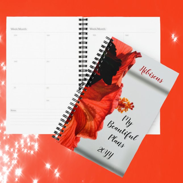 Red Hibiscus Flower Beautiful Plans Customizable Planner (Creator Uploaded)