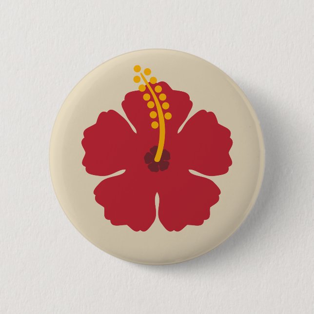 Red Hibiscus Flower Button (Front)