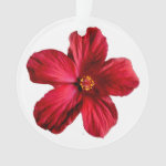 Red Hibiscus Flower Circle Acrylic Ornament