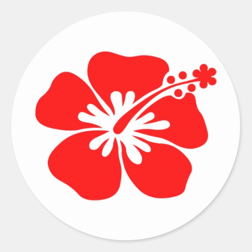 Red hibiscus flower classic round sticker