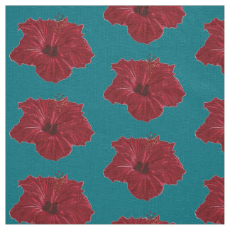 Red Hibiscus flower Fabric