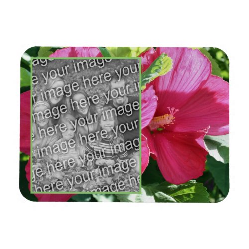 Red Hibiscus Flower Frame Add Your Photo Magnet