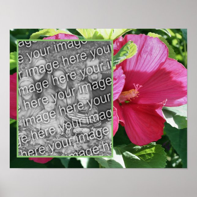 Red Hibiscus Flower Frame Add Your Photo Poster (Front)