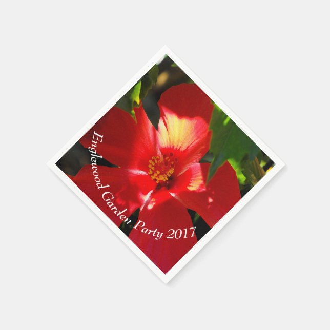 Red Hibiscus Flower in Sunlight Napkins (Corner)