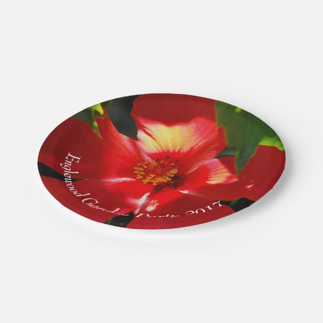 Red Hibiscus Flower in Sunlight Paper Plates (Angled)