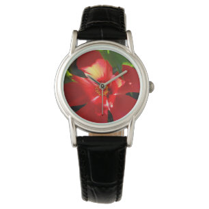 Red Hibiscus Flower in Sunlight Watch