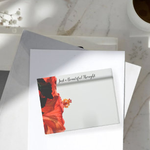 Red Hibiscus Flower Just Beautiful Thoughts Grey Post-it Notes