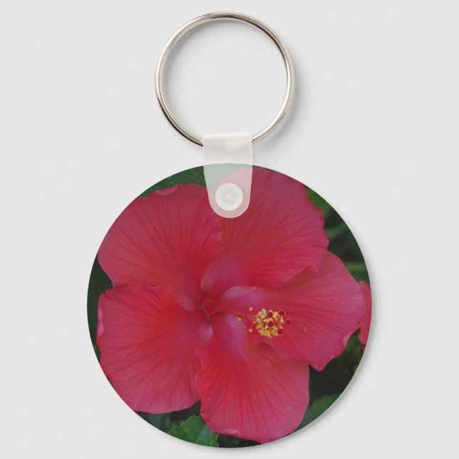 RED HIBISCUS FLOWER KEYCHAIN (Front)