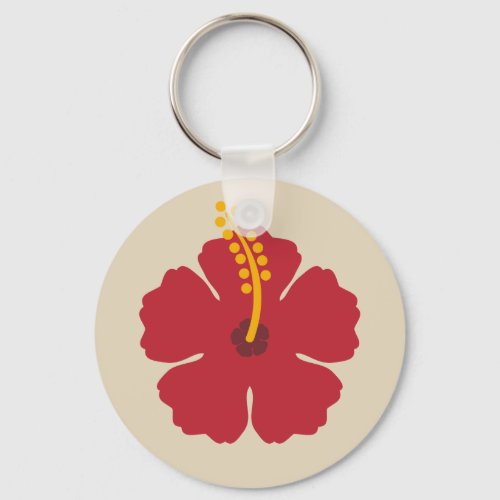 Red Hibiscus Flower Keychain