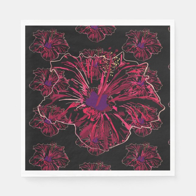 Red Hibiscus flower Napkins (Front)