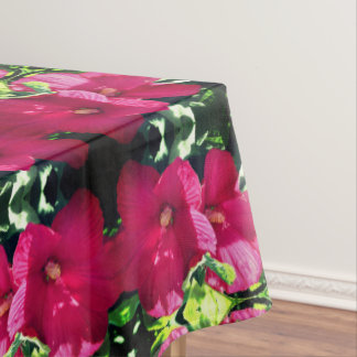 Red Hibiscus Flower Pair Abstract Pattern Tablecloth