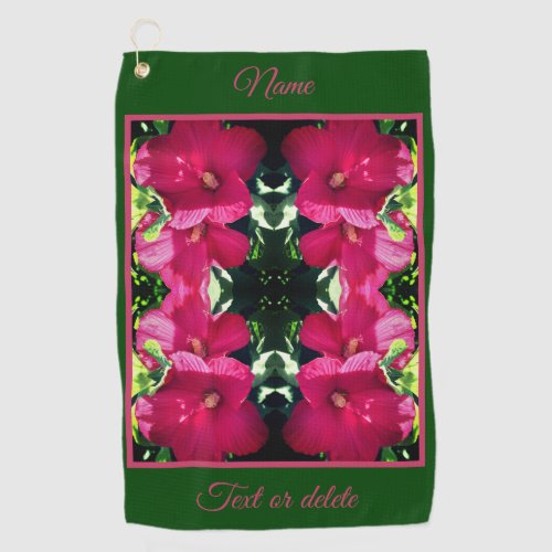 Red Hibiscus Flower Pair Abstract Personalized  Golf Towel